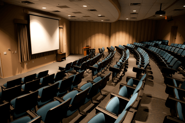 A large lecture hall, illustrating the old model of learning where you sit a course once and you are done.